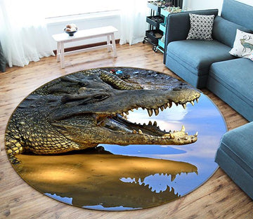 3D Crocodile River 012 Round Non Slip Rug Mat Mat AJ Creativity Home 