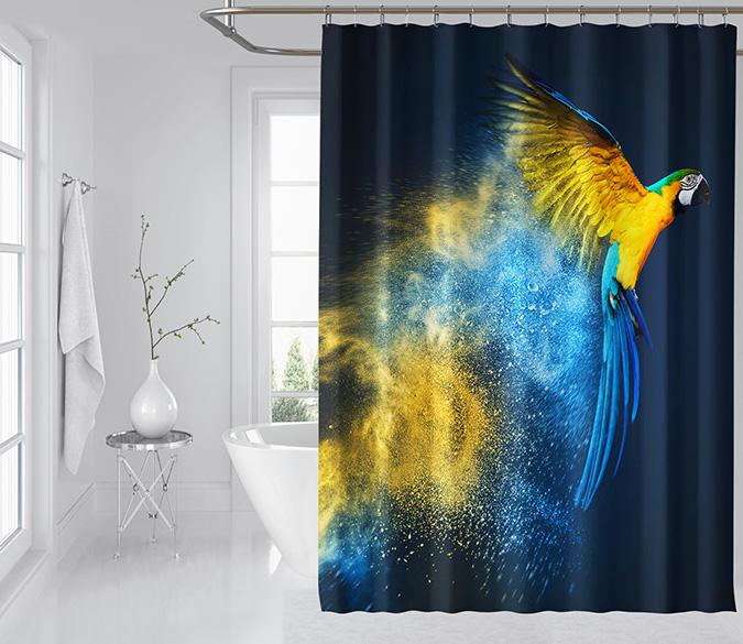 3D Parrot Flying 089 Shower Curtain 3D Shower Curtain AJ Creativity Home 