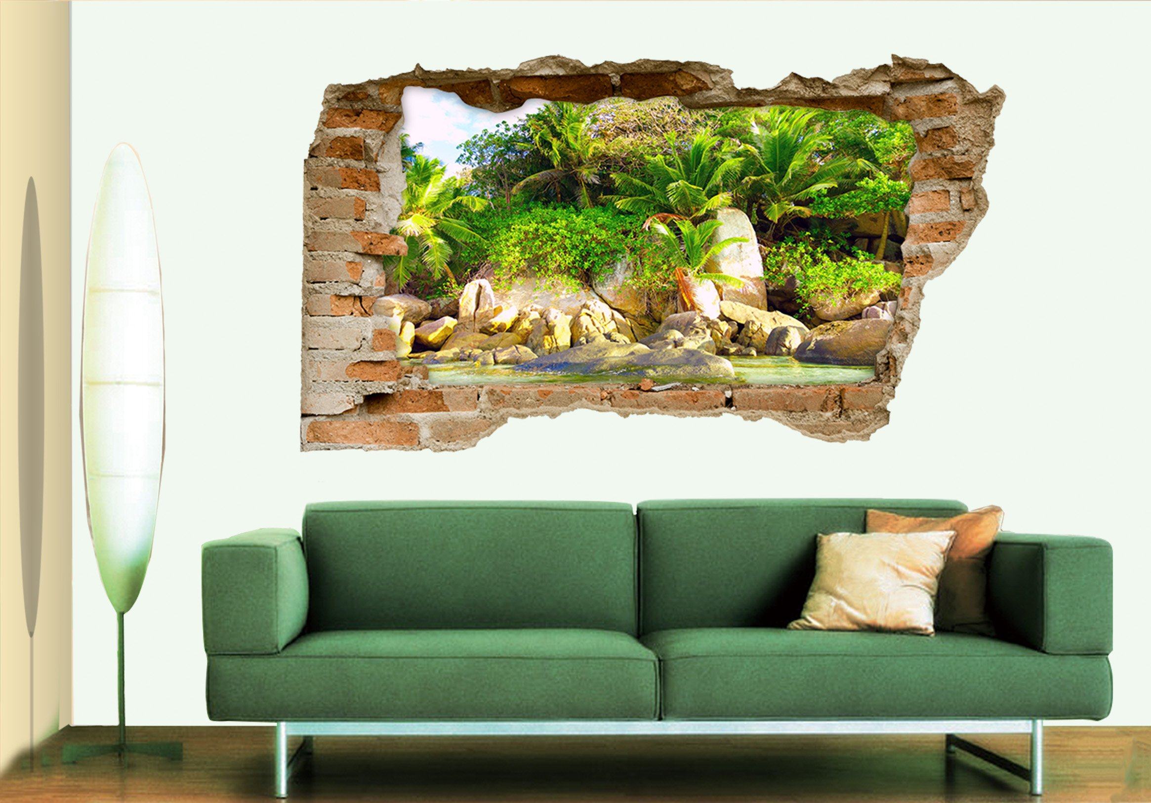 3D Seaside Trees Stones 349 Broken Wall Murals Wallpaper AJ Wallpaper 