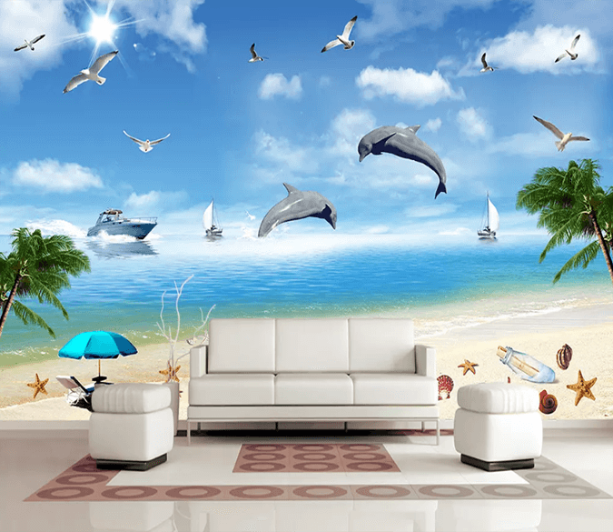 3D Drift Bottle Dolphins 1111 Wallpaper AJ Wallpaper 2 