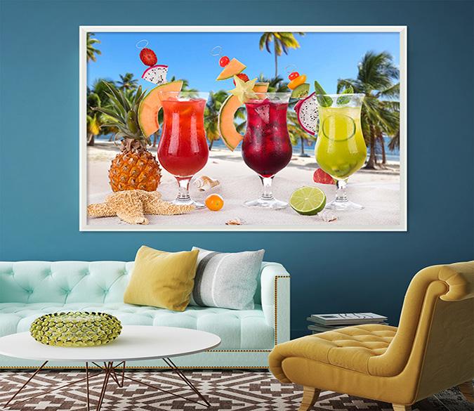 3D Pineapple Juice 115 Fake Framed Print Painting Wallpaper AJ Creativity Home 