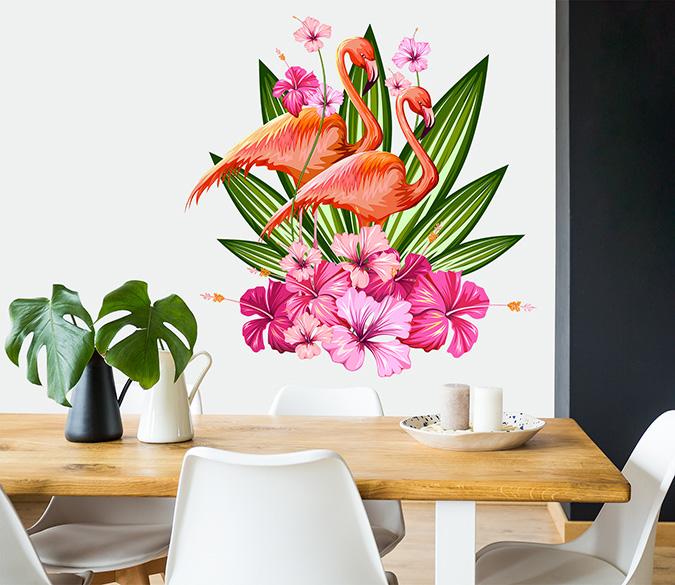 3D Flower Flamingo 011 Wall Stickers Wallpaper AJ Wallpaper 