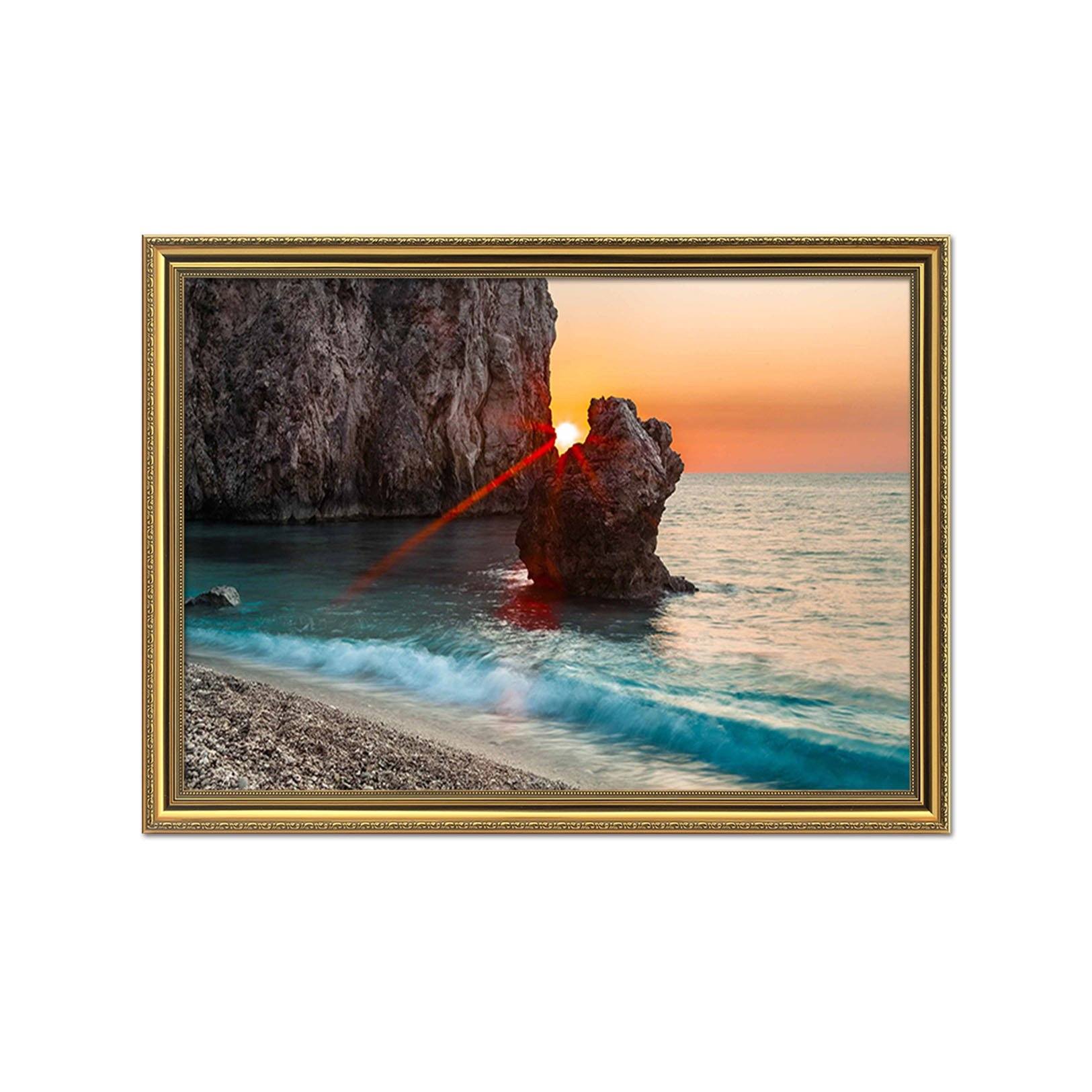 3D Evening Sea 130 Fake Framed Print Painting Wallpaper AJ Creativity Home 