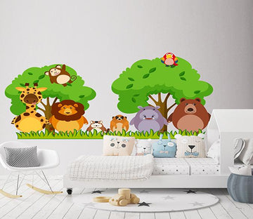 3D Cartoon Tree Animal 181 Wall Stickers Wallpaper AJ Wallpaper 