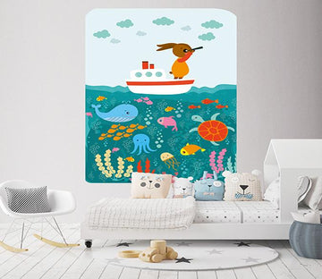 3D Cartoon Jellyfish Whale 219 Wall Stickers Wallpaper AJ Wallpaper 