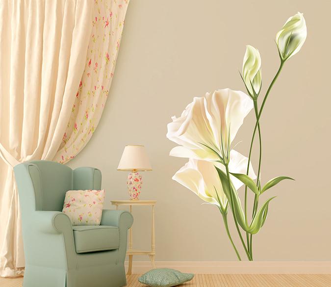 3D White Bud 072 Wall Stickers Wallpaper AJ Wallpaper 