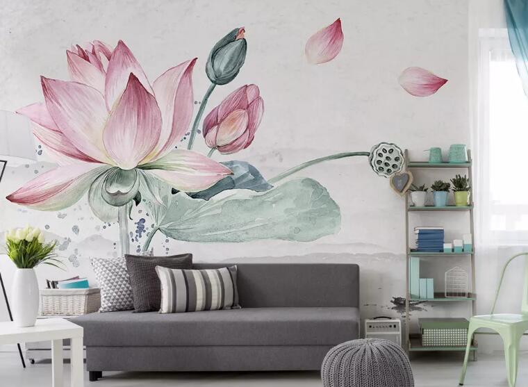 3D Lotus 020 Wall Murals Wallpaper AJ Wallpaper 2 