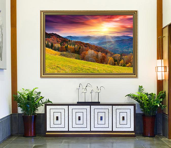 3D Field Sunset 174 Fake Framed Print Painting Wallpaper AJ Creativity Home 