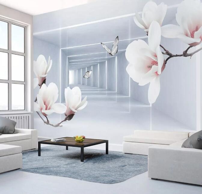 3D White Flowers 991 Wall Murals Wallpaper AJ Wallpaper 2 