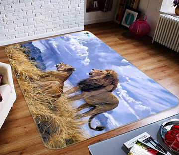 3D Lion Grass 359 Non Slip Rug Mat Mat AJ Creativity Home 