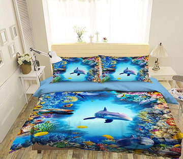 3D Turtle Dolphin 102 Bed Pillowcases Quilt Wallpaper AJ Wallpaper 