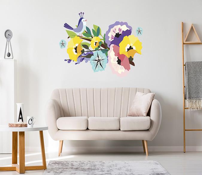 3D Cartoon Colored Flower 188 Wall Stickers Wallpaper AJ Wallpaper 