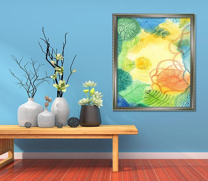 3D Leaf Painting 074 Fake Framed Print Painting Wallpaper AJ Creativity Home 