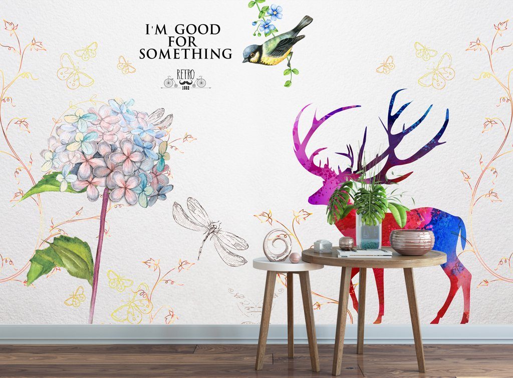 3D Fawn Flower 513 Wall Murals Wallpaper AJ Wallpaper 2 