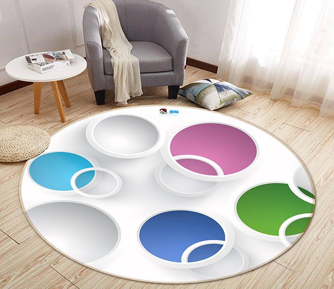 3D Colored Ring 055 Round Non Slip Rug Mat Mat AJ Creativity Home 