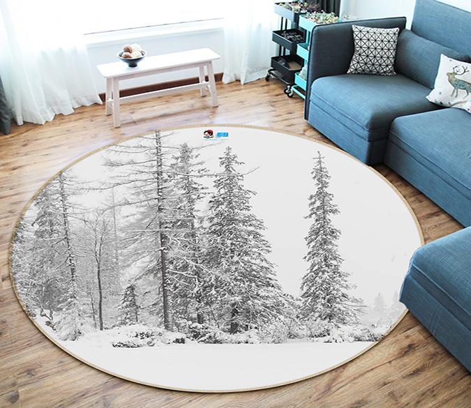 3D Snow Tree 123 Round Non Slip Rug Mat Mat AJ Creativity Home 