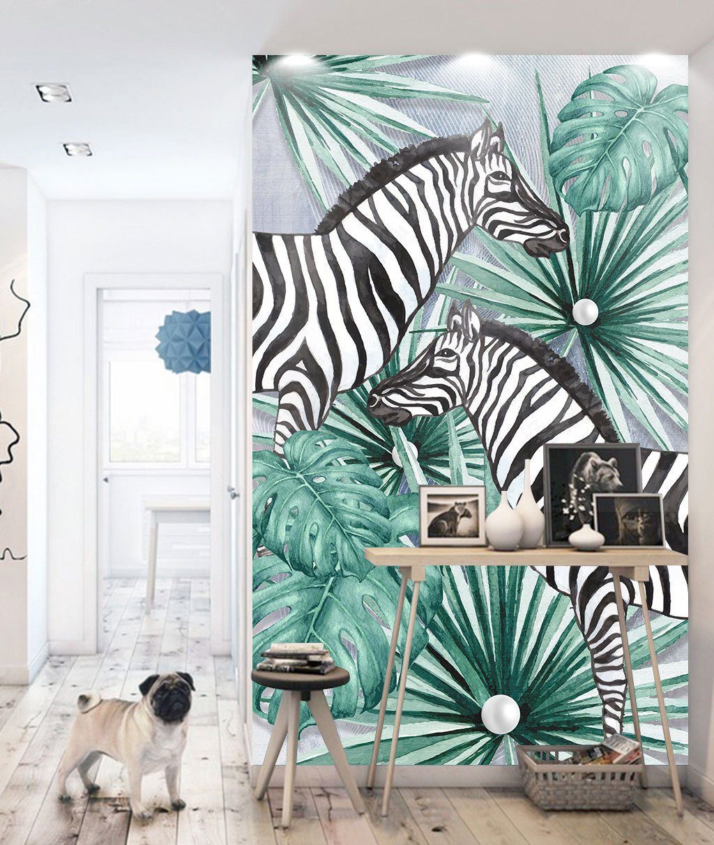 3D Zebra Leaves 556 Wall Murals Wallpaper AJ Wallpaper 2 