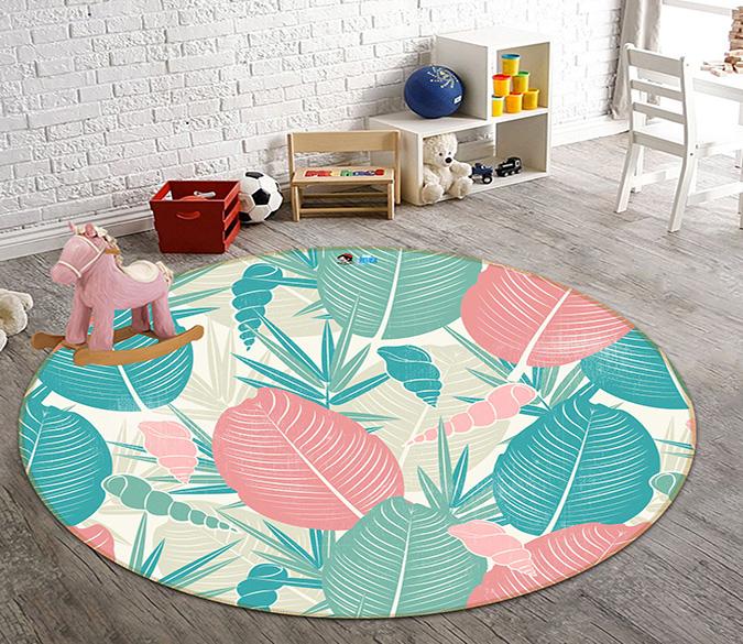 3D Red Leaf 208 Round Non Slip Rug Mat Mat AJ Creativity Home 