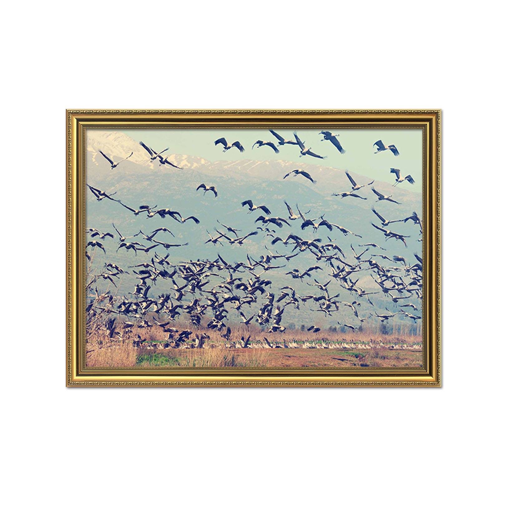 3D Geese South Fly 200 Fake Framed Print Painting Wallpaper AJ Creativity Home 