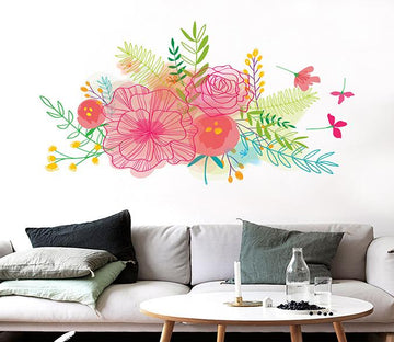 3D Red Line Flower 099 Wall Stickers Wallpaper AJ Wallpaper 