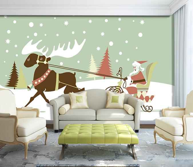 3D Deer Sleigh 115 Wallpaper AJ Wallpaper 