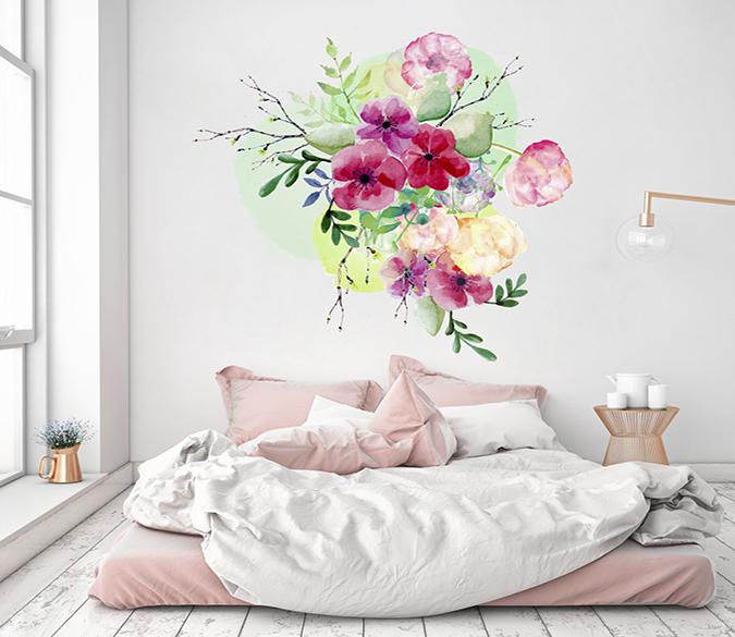 3D Gouache Colored Flower 276 Wall Stickers Wallpaper AJ Wallpaper 