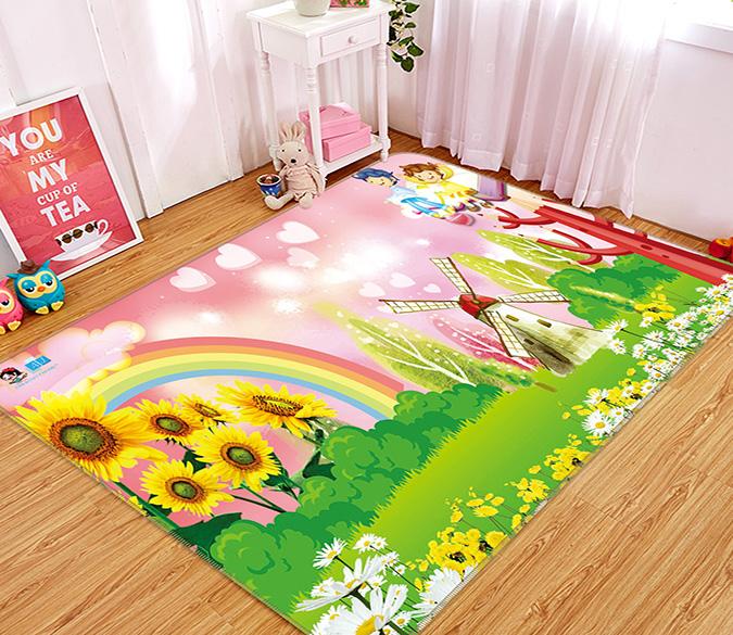 3D Rainbow Sunflower 454 Non Slip Rug Mat Mat AJ Creativity Home 