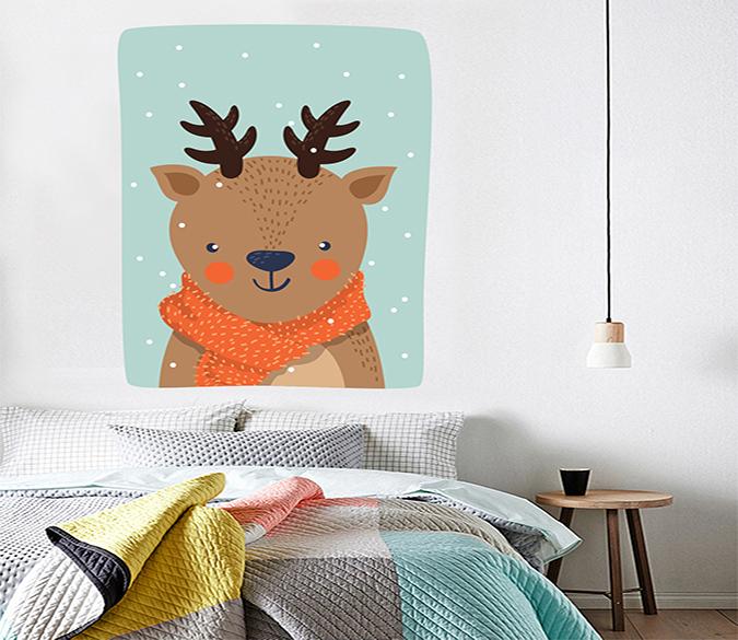 3D Cute Deer Scarf 106 Wall Stickers Wallpaper AJ Wallpaper 