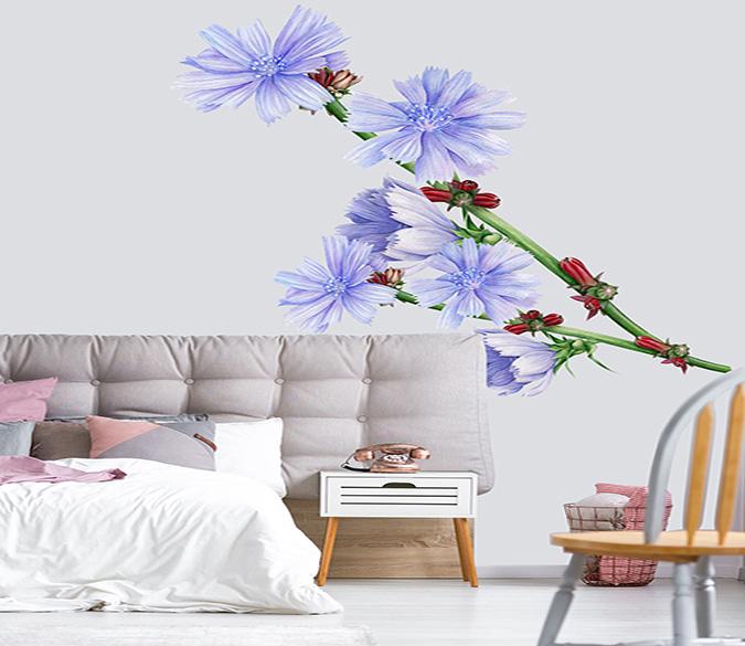 3D Blue Flower 045 Wall Stickers Wallpaper AJ Wallpaper 