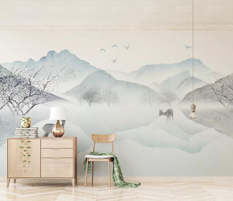 3D Deer Forest 1266 Wall Murals Wallpaper AJ Wallpaper 2 