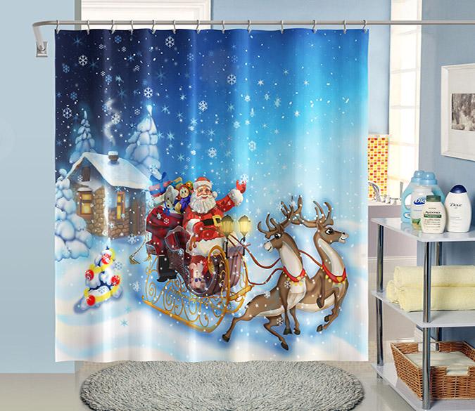 3D Christmas Sleigh 137 Shower Curtain 3D Shower Curtain AJ Creativity Home 