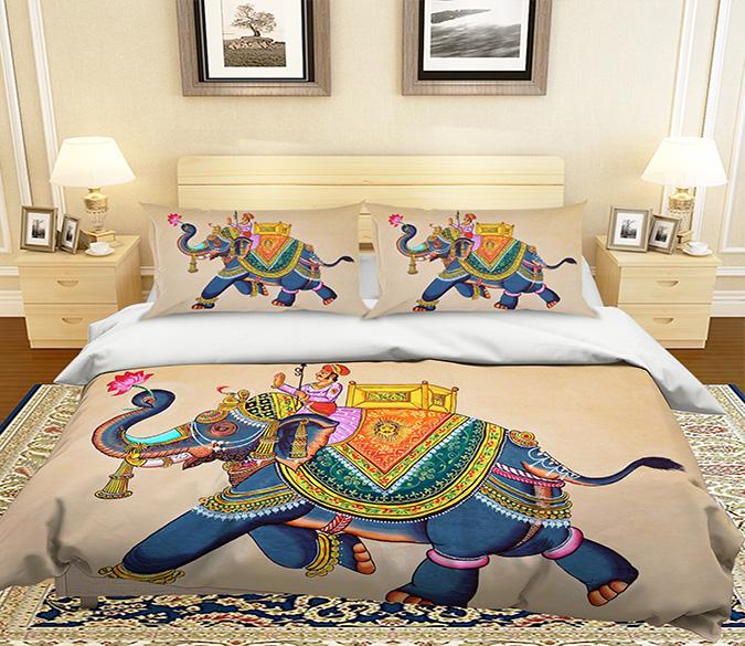 3D Elephant Walking 051 Bed Pillowcases Quilt Wallpaper AJ Wallpaper 