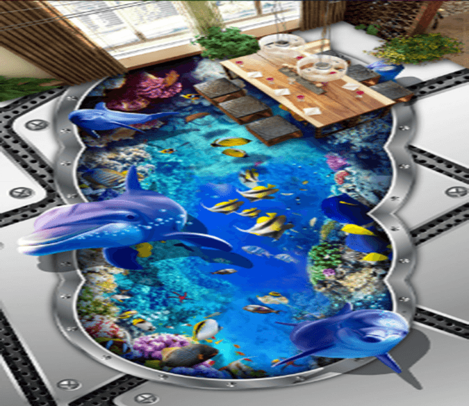 3D Dolphin Fish 375 Floor Mural Wallpaper AJ Wallpaper 2 