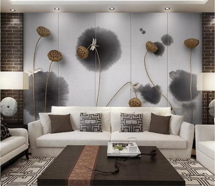 3D Withered Lotus Leaf WC213 Wall Murals Wallpaper AJ Wallpaper 2 