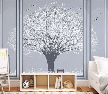 3D Graffiti White Flower Tree 444 Wallpaper AJ Wallpaper 2 