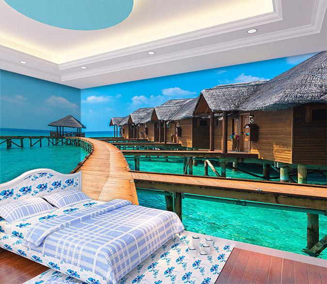 3D Sea View Room 684 Wallpaper AJ Wallpaper 