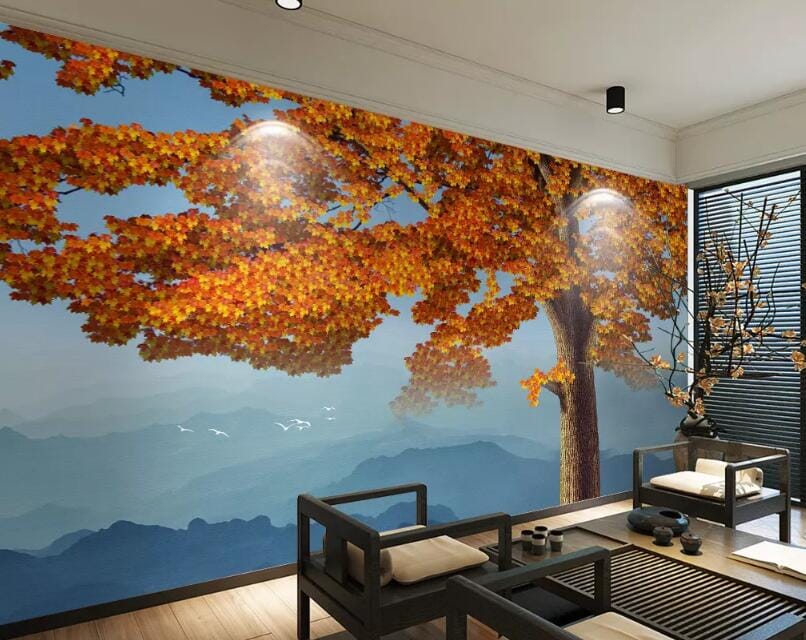 3D Yellow Leaves 1522 Wall Murals Wallpaper AJ Wallpaper 2 