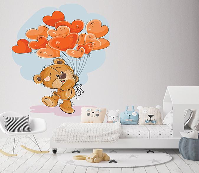 3D Brown Bear Love Balloon 207 Wall Stickers Wallpaper AJ Wallpaper 