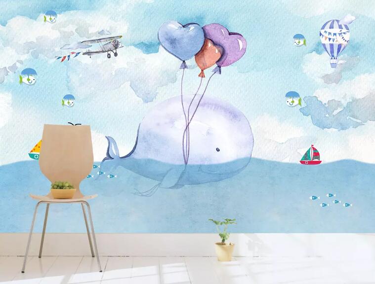 3D Cute Whale 198 Wall Murals Wallpaper AJ Wallpaper 2 