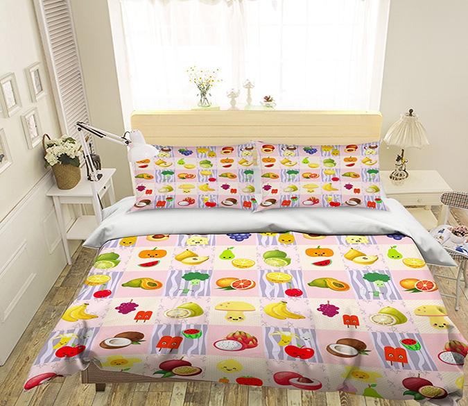 3D Cute Fruit 108 Bed Pillowcases Quilt Wallpaper AJ Wallpaper 