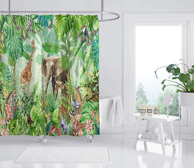 3D Hand Drawn Animals 129 Shower Curtain 3D Shower Curtain AJ Creativity Home 