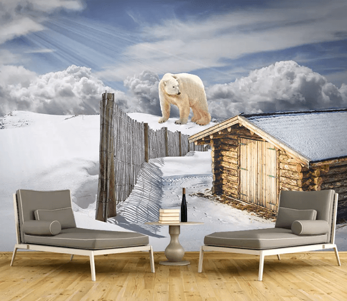 3D White Bear Chalet 1288 Wallpaper AJ Wallpaper 2 