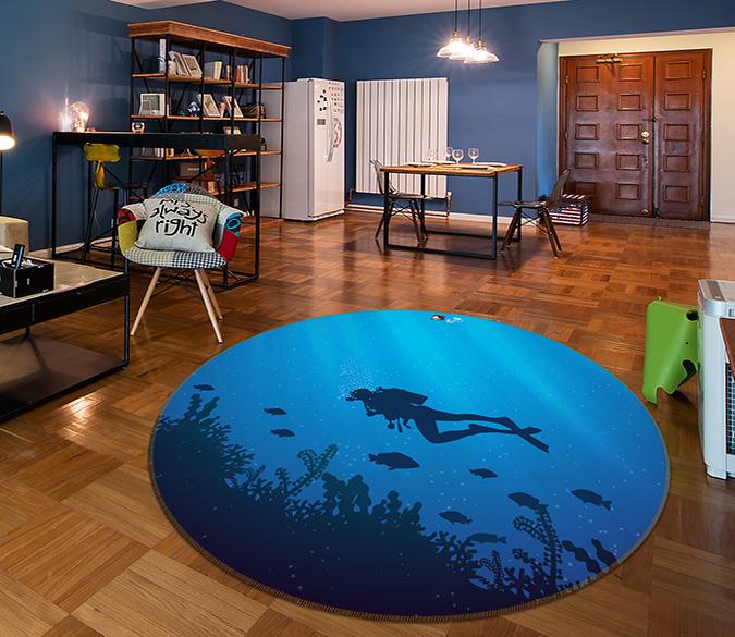 3D Tour Sea 202 Round Non Slip Rug Mat Mat AJ Creativity Home 