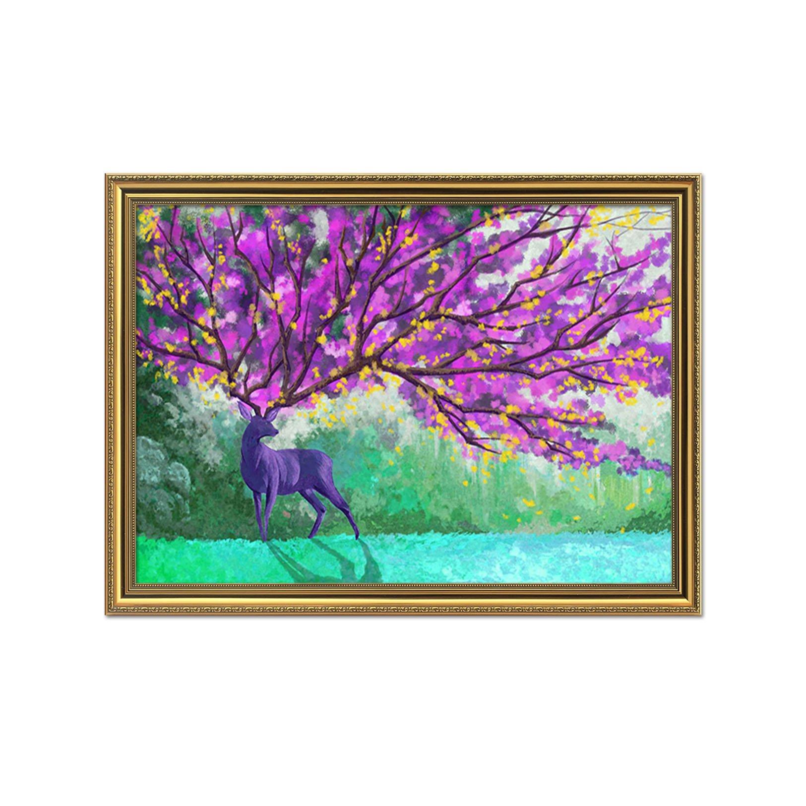 3D Purple Tree 110 Fake Framed Print Painting Wallpaper AJ Creativity Home 