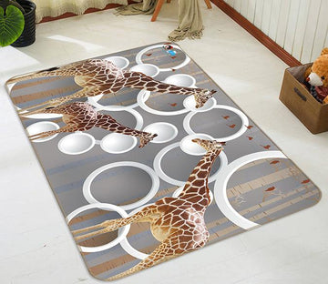 3D Circle Giraffe 569 Non Slip Rug Mat Mat AJ Creativity Home 
