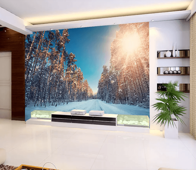 3D Sunny Snow Forest 1212 Wallpaper AJ Wallpaper 2 