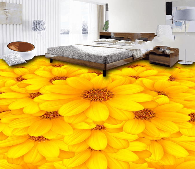 3D Sunflower Sea 180 Floor Mural Wallpaper AJ Wallpaper 2 