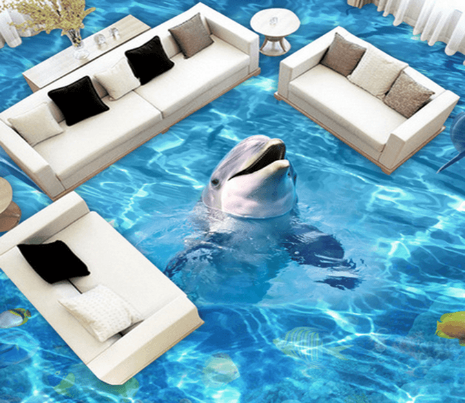 3D Cute Dolphin 061 Floor Mural Wallpaper AJ Wallpaper 2 