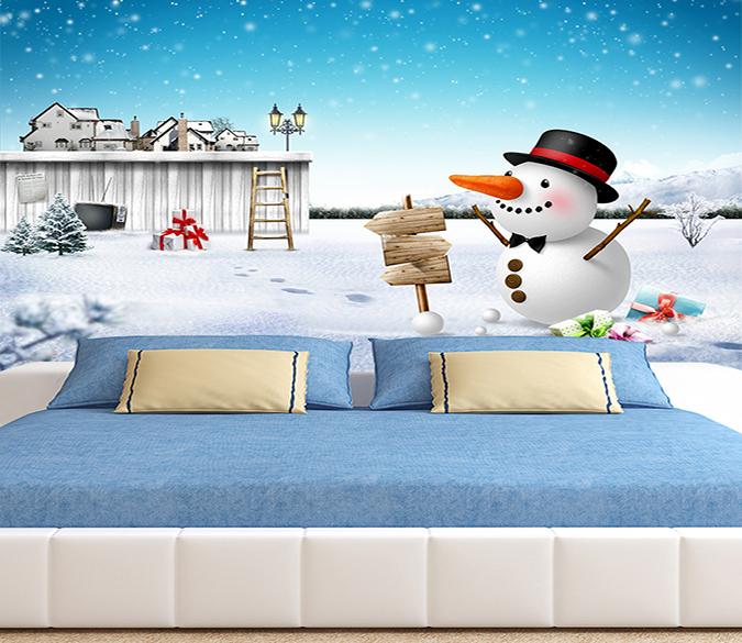 3D Snowman Ladder 030 Wallpaper AJ Wallpaper 