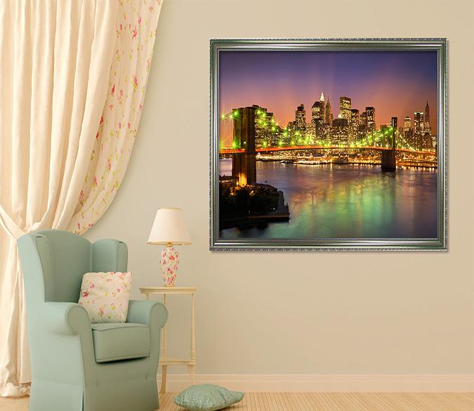 3D Lighting Bridge 154 Fake Framed Print Painting Wallpaper AJ Creativity Home 